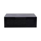 Kate and Laurel Ori Floating Side Table Rattan, 18x13x6, Black
