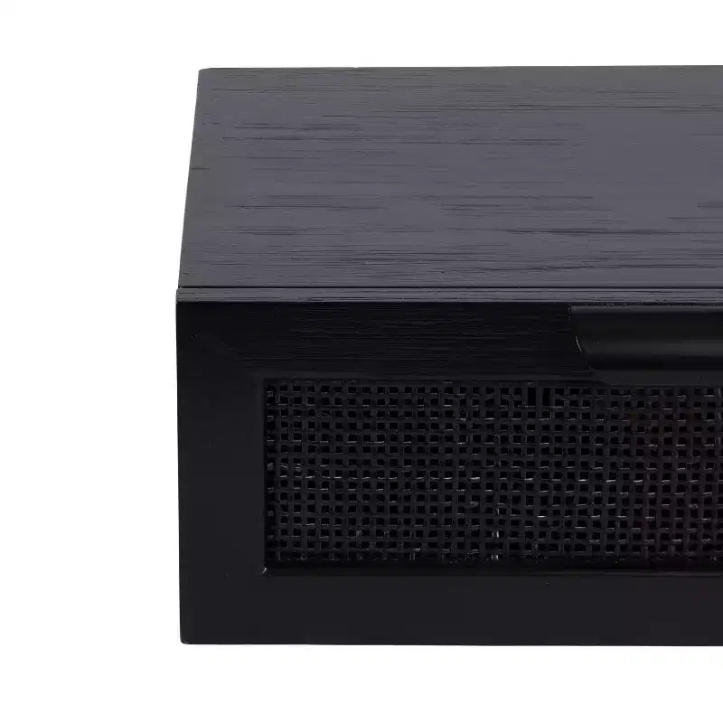Kate and Laurel Ori Floating Side Table Rattan, 18x13x6, Black