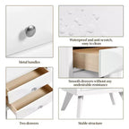 Yaheetech Modern Vintage 2-Drawer Nightstand End Table for Living Room