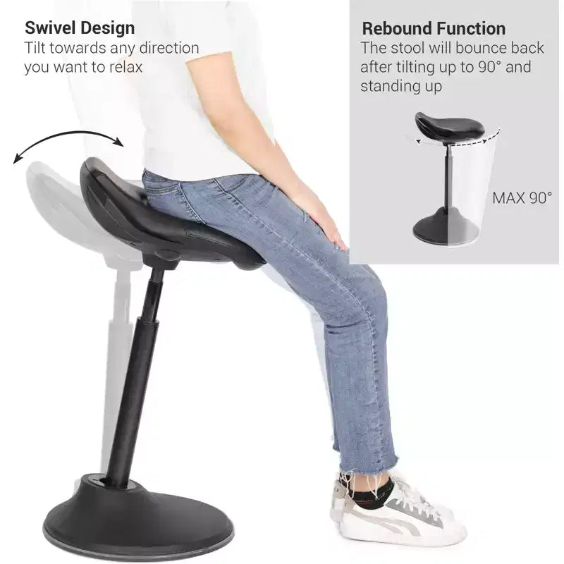 SONGMICS Standing Desk Chair, Adjustable Ergonomic Standing Stool,Swivel Sitting Balance Chair, Anti-Slip Bottom Pad