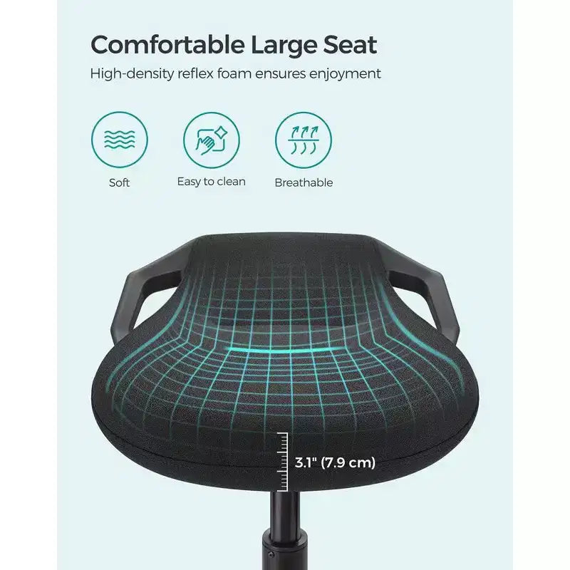 SONGMICS Standing Desk Chair, Adjustable Ergonomic Standing Stool,Swivel Sitting Balance Chair, Anti-Slip Bottom Pad