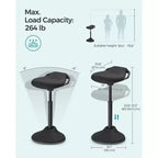 SONGMICS Standing Desk Chair, Adjustable Ergonomic Standing Stool,Swivel Sitting Balance Chair, Anti-Slip Bottom Pad