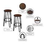 Lavish Home Set di 2 Sgabelli da Bar Altezza Bancone - Sgabelli da Bar Rotondi in Legno con Gambe a Forcina