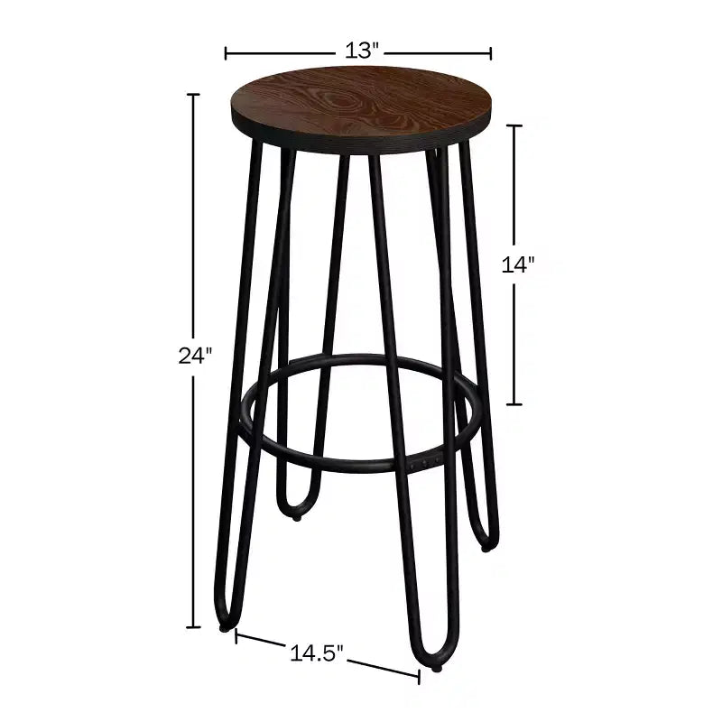 Lavish Home Set di 2 Sgabelli da Bar Altezza Bancone - Sgabelli da Bar Rotondi in Legno con Gambe a Forcina
