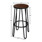 Lavish Home Set di 2 Sgabelli da Bar Altezza Bancone - Sgabelli da Bar Rotondi in Legno con Gambe a Forcina