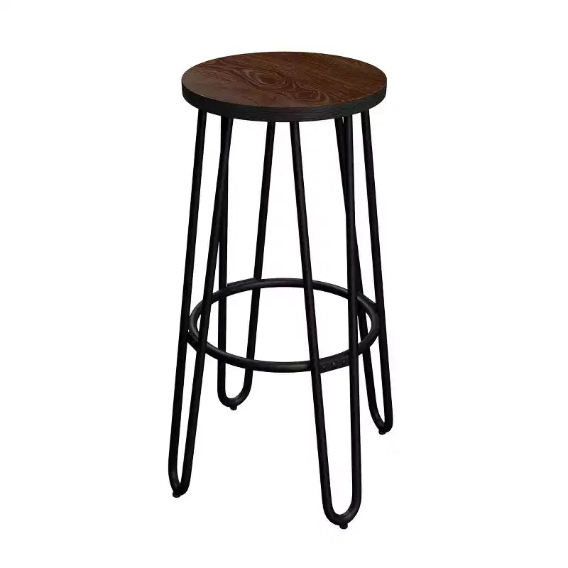 Lavish Home Set di 2 Sgabelli da Bar Altezza Bancone - Sgabelli da Bar Rotondi in Legno con Gambe a Forcina