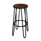 Lavish Home Set di 2 Sgabelli da Bar Altezza Bancone - Sgabelli da Bar Rotondi in Legno con Gambe a Forcina