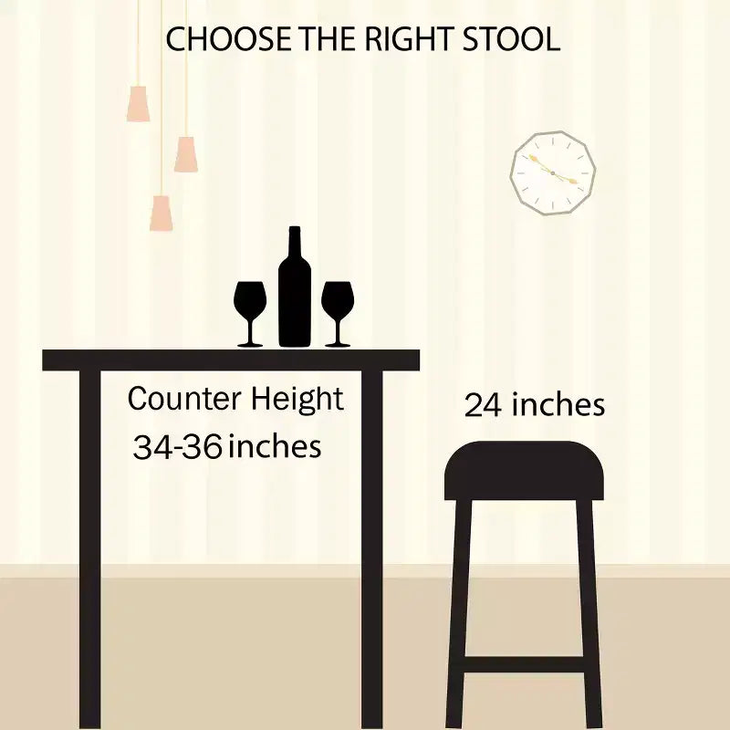 Lavish Home Set di 2 Sgabelli da Bar Altezza Bancone - Sgabelli da Bar Rotondi in Legno con Gambe a Forcina