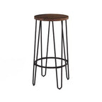 Lavish Home Set di 2 Sgabelli da Bar Altezza Bancone - Sgabelli da Bar Rotondi in Legno con Gambe a Forcina