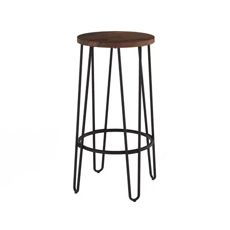 Lavish Home Set di 2 Sgabelli da Bar Altezza Bancone - Sgabelli da Bar Rotondi in Legno con Gambe a Forcina