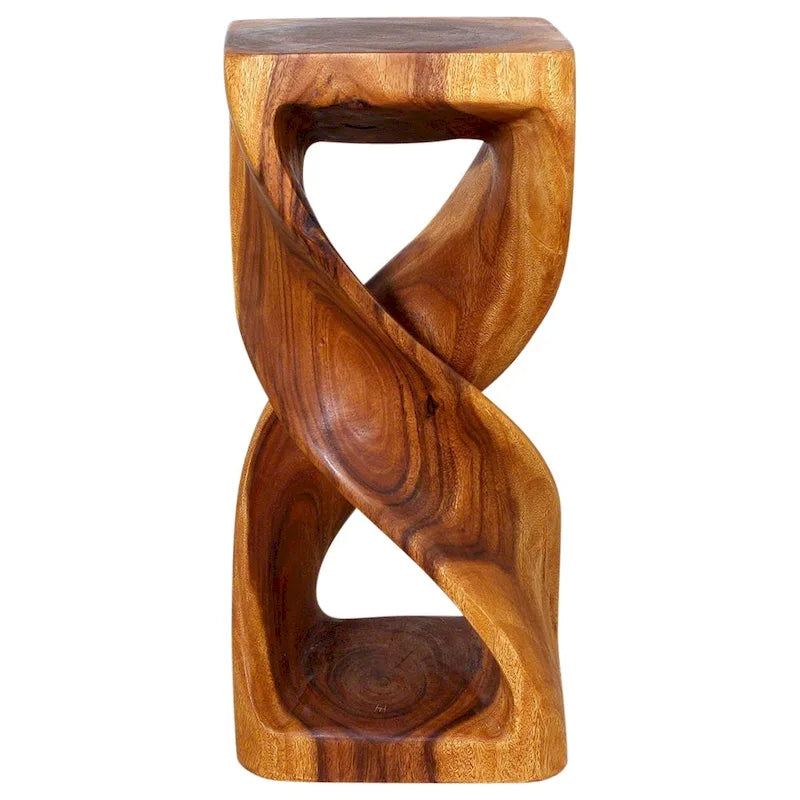 Sgabello/Tavolino Haussmann Wood Double Twist 12 pollici quadrati x 26 pollici H Quercia Olio - 12 x 12 x 26