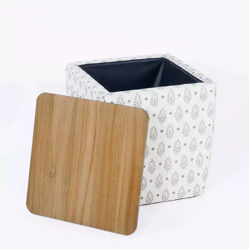 Storage Ottoman with Wood Top - HomePop