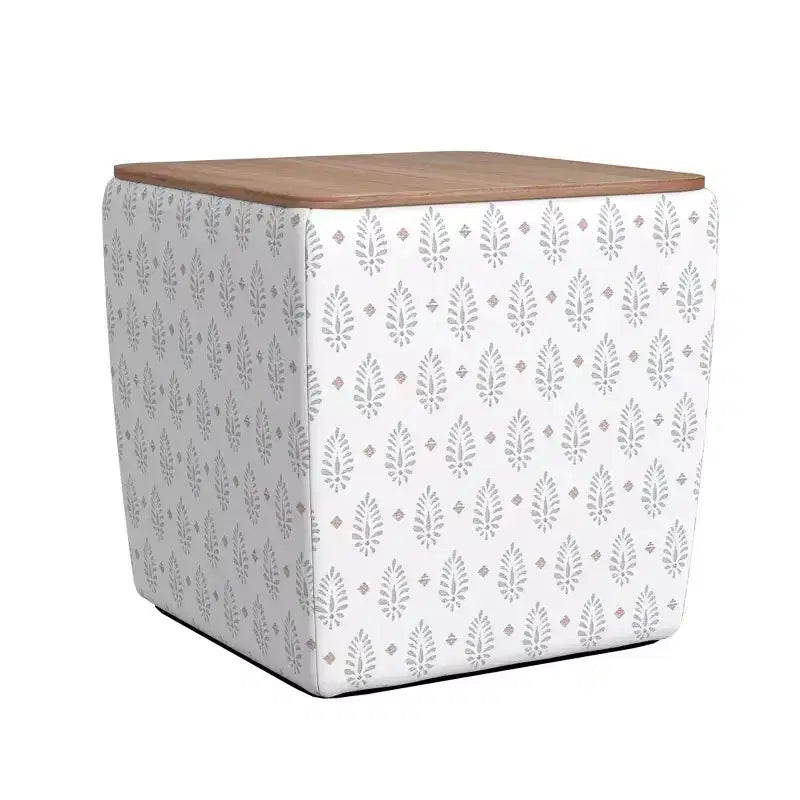 Storage Ottoman with Wood Top - HomePop
