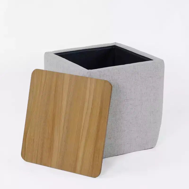 Storage Ottoman with Wood Top - HomePop
