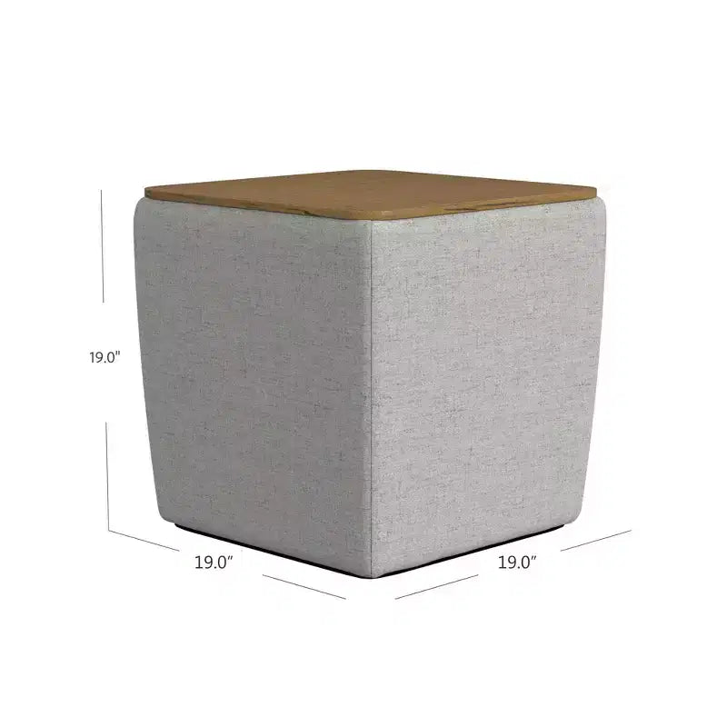 Storage Ottoman with Wood Top - HomePop