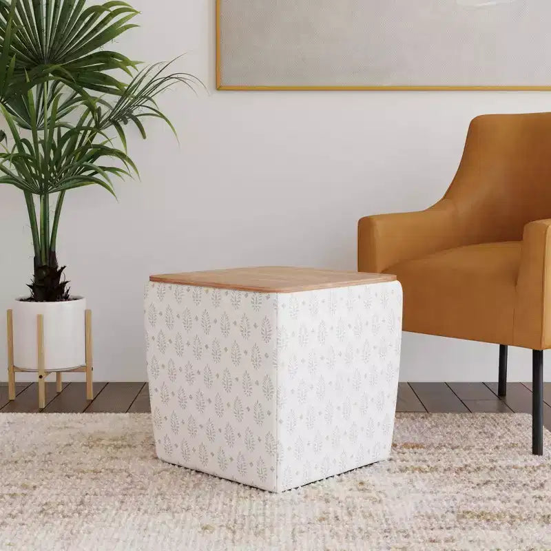 Storage Ottoman with Wood Top - HomePop