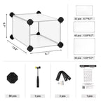 SONGMICS Shoe Rack - Space-Saving 28-Slot Plastic Shoe Storage Organizer Transparent