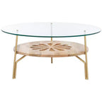 Flora Round Coffee Table - Natural/Brass - Safavieh