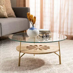 Flora Round Coffee Table - Natural/Brass - Safavieh