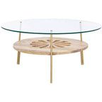Flora Round Coffee Table - Natural/Brass - Safavieh
