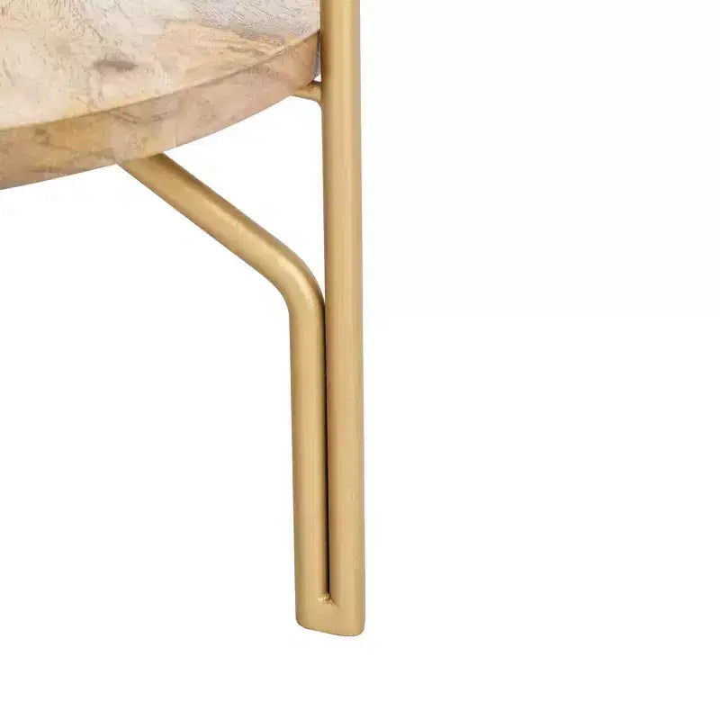 Flora Round Coffee Table - Natural/Brass - Safavieh