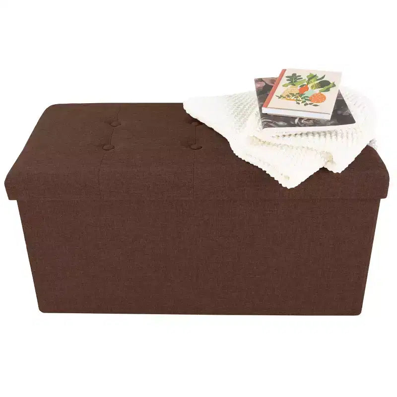 Hasting Home 30-Inch Folding Storage Ottoman with Removable Bin