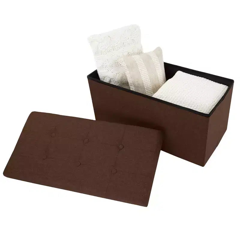 Hasting Home 30-Inch Folding Storage Ottoman with Removable Bin