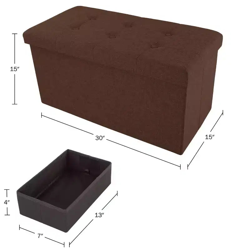 Hasting Home 30-Inch Folding Storage Ottoman with Removable Bin