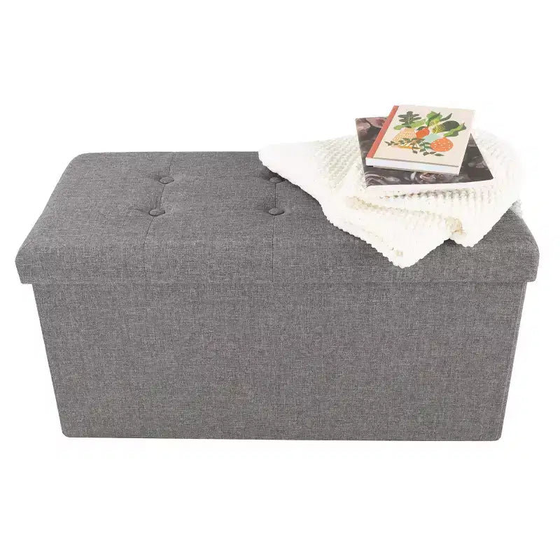 Hasting Home 30-Inch Folding Storage Ottoman with Removable Bin