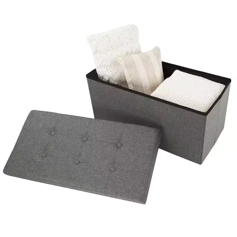 Hasting Home 30-Inch Folding Storage Ottoman with Removable Bin