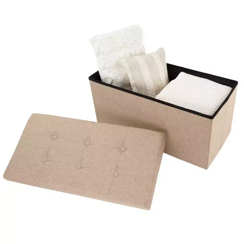 Hasting Home 30-Inch Folding Storage Ottoman with Removable Bin