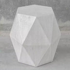 Uttermost Volker 18 Wide White Ceruse Geometric Wood Accent Table