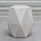 Uttermost Volker 18 Wide White Ceruse Geometric Wood Accent Table