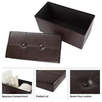 Hasting Home 30-Inch Faux Leather Folding Storage Ottoman