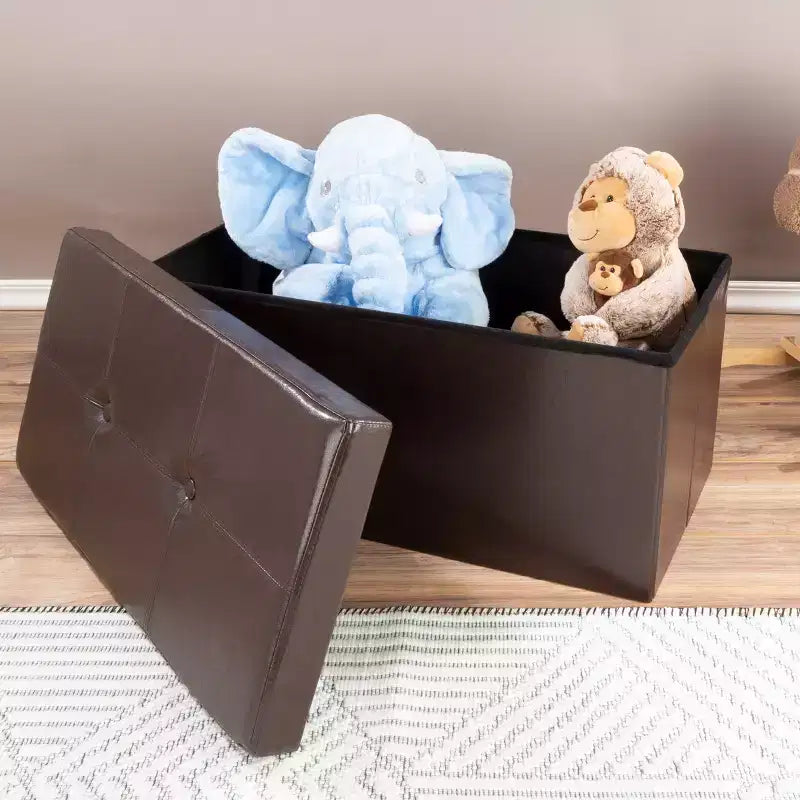 Hasting Home 30-Inch Faux Leather Folding Storage Ottoman
