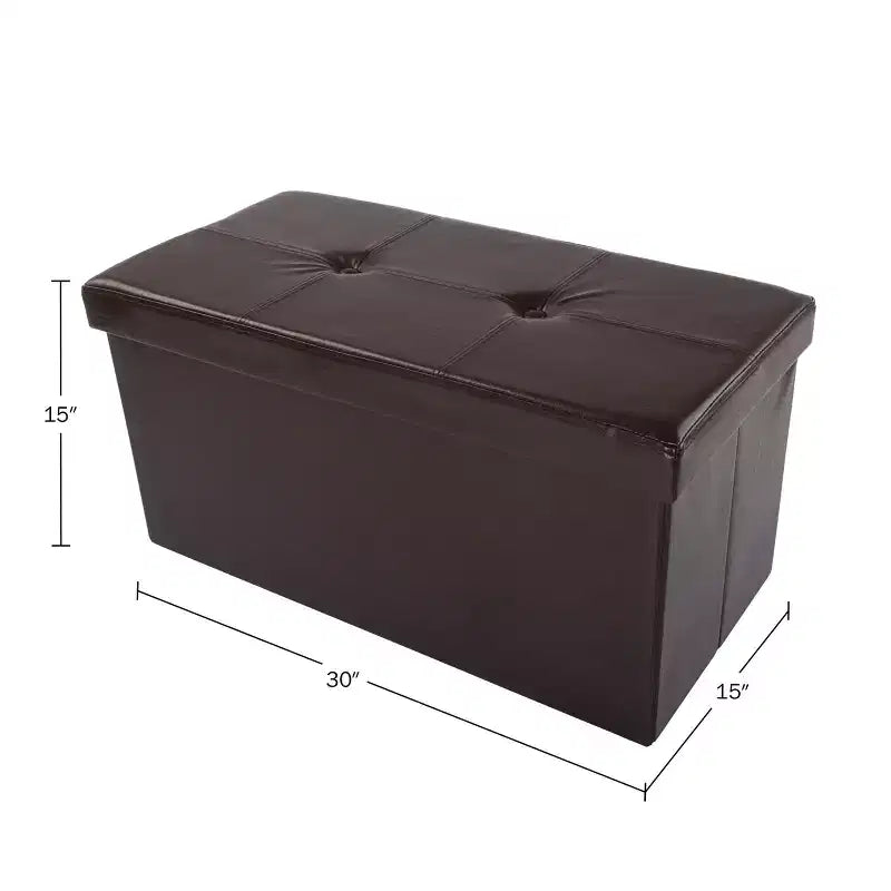 Hasting Home 30-Inch Faux Leather Folding Storage Ottoman