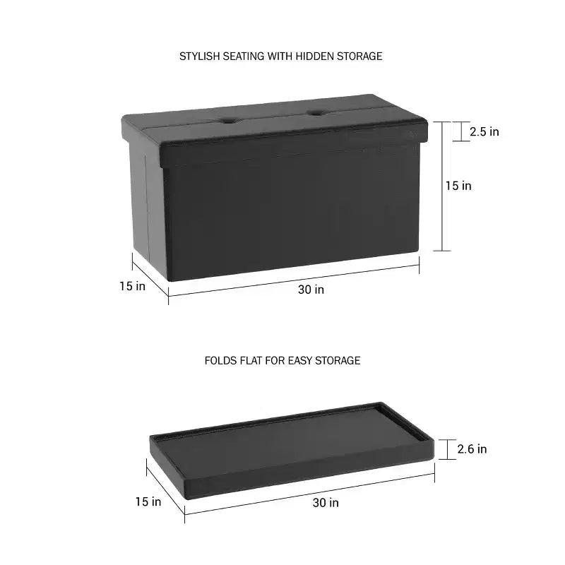 Hasting Home 30-Inch Faux Leather Folding Storage Ottoman