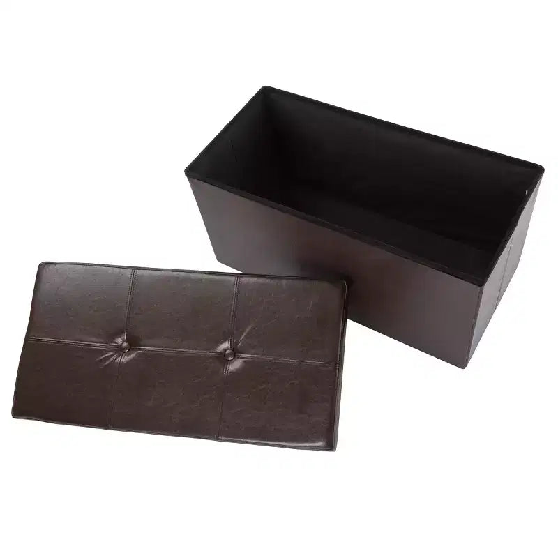Hasting Home 30-Inch Faux Leather Folding Storage Ottoman