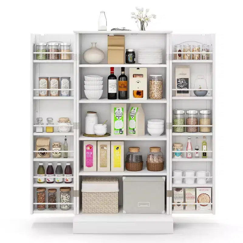 Costway 47.5 kitchen Pantry Cabinet with Doors Adjustable Shelves Anti-toppling Devices