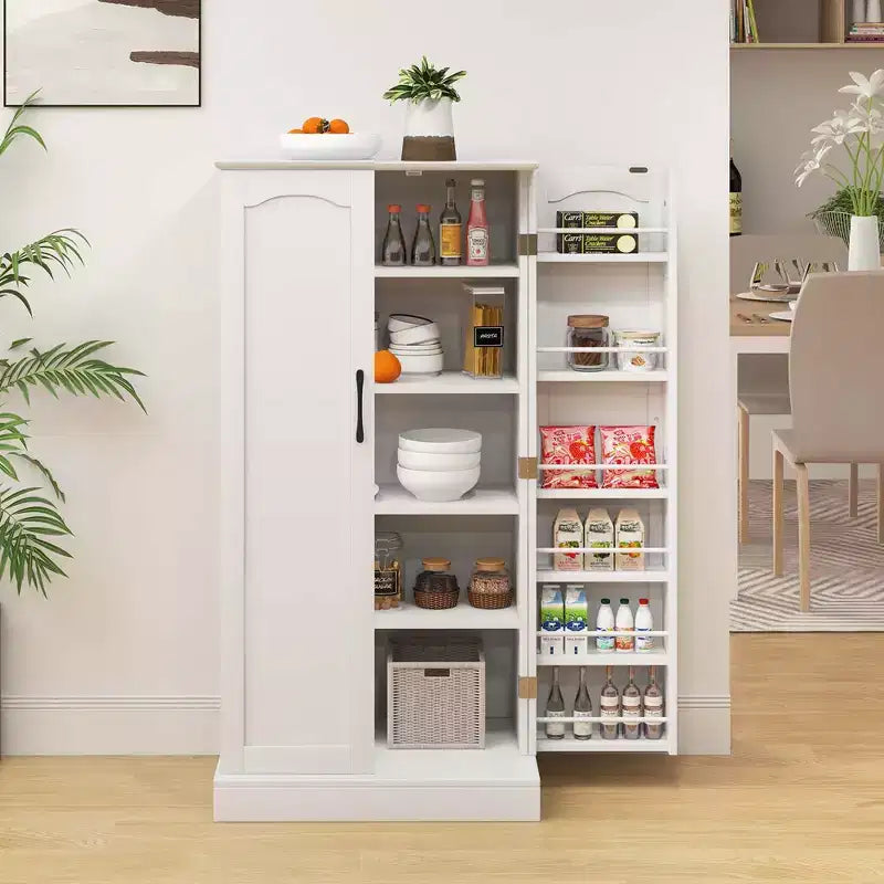 Costway 47.5 kitchen Pantry Cabinet with Doors Adjustable Shelves Anti-toppling Devices