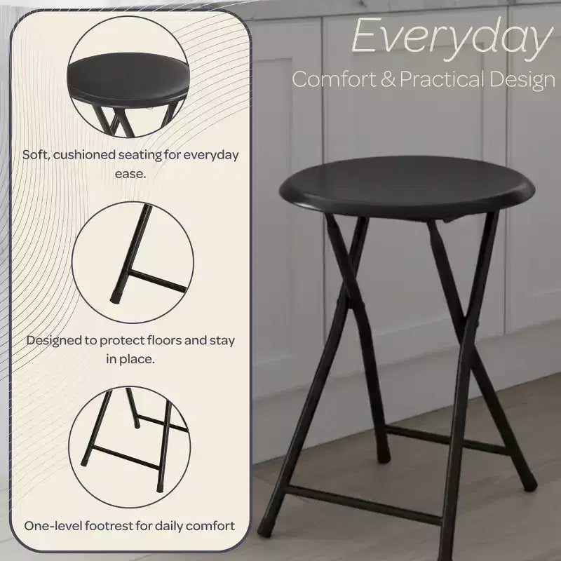 Hasting Home Backless 18-Inch Folding Stool with 225lb Capacity