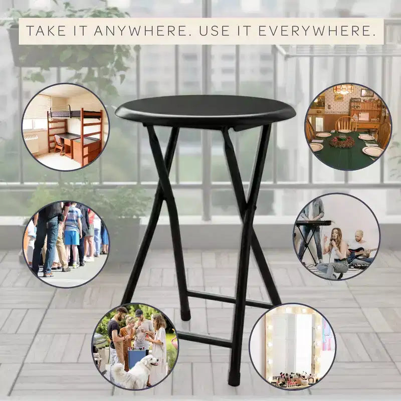 Hasting Home Backless 18-Inch Folding Stool with 225lb Capacity
