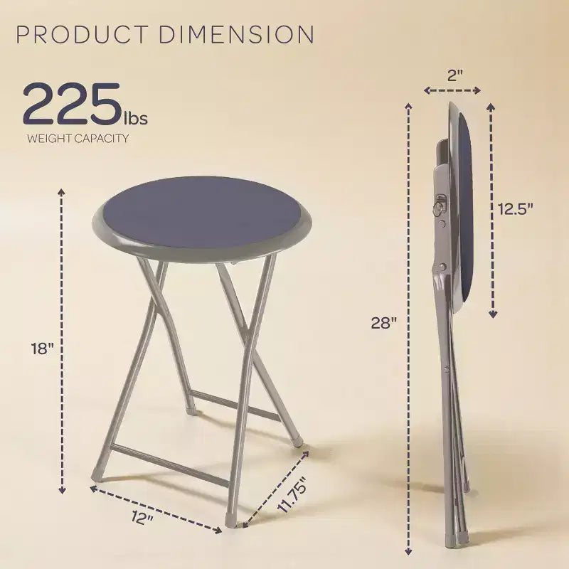 Hasting Home Backless 18-Inch Folding Stool with 225lb Capacity