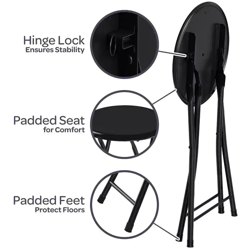 Hasting Home Backless 18-Inch Folding Stool with 225lb Capacity