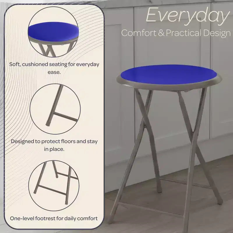 Hasting Home Backless 18-Inch Folding Stool with 225lb Capacity
