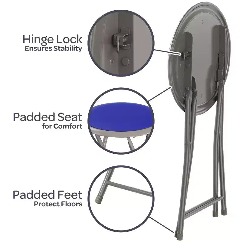 Hasting Home Backless 18-Inch Folding Stool with 225lb Capacity