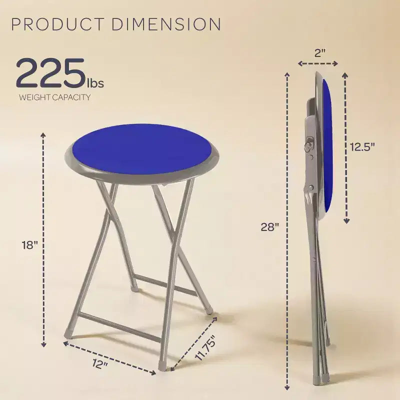 Hasting Home Backless 18-Inch Folding Stool with 225lb Capacity
