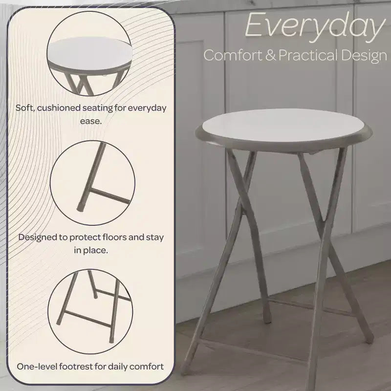 Hasting Home Backless 18-Inch Folding Stool with 225lb Capacity