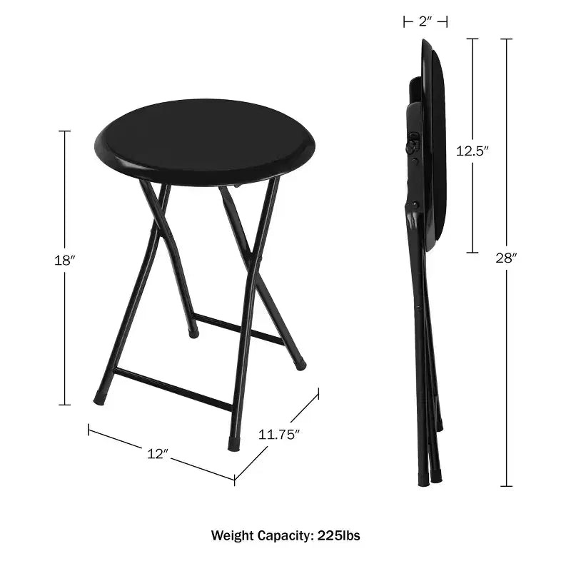 Hasting Home Backless 18-Inch Folding Stool with 225lb Capacity