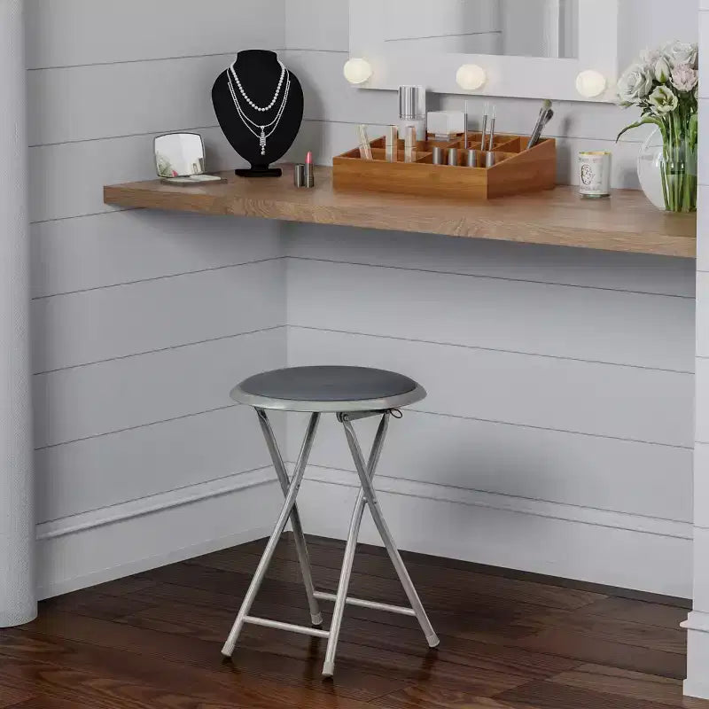 Hasting Home Backless 18-Inch Folding Stool with 225lb Capacity